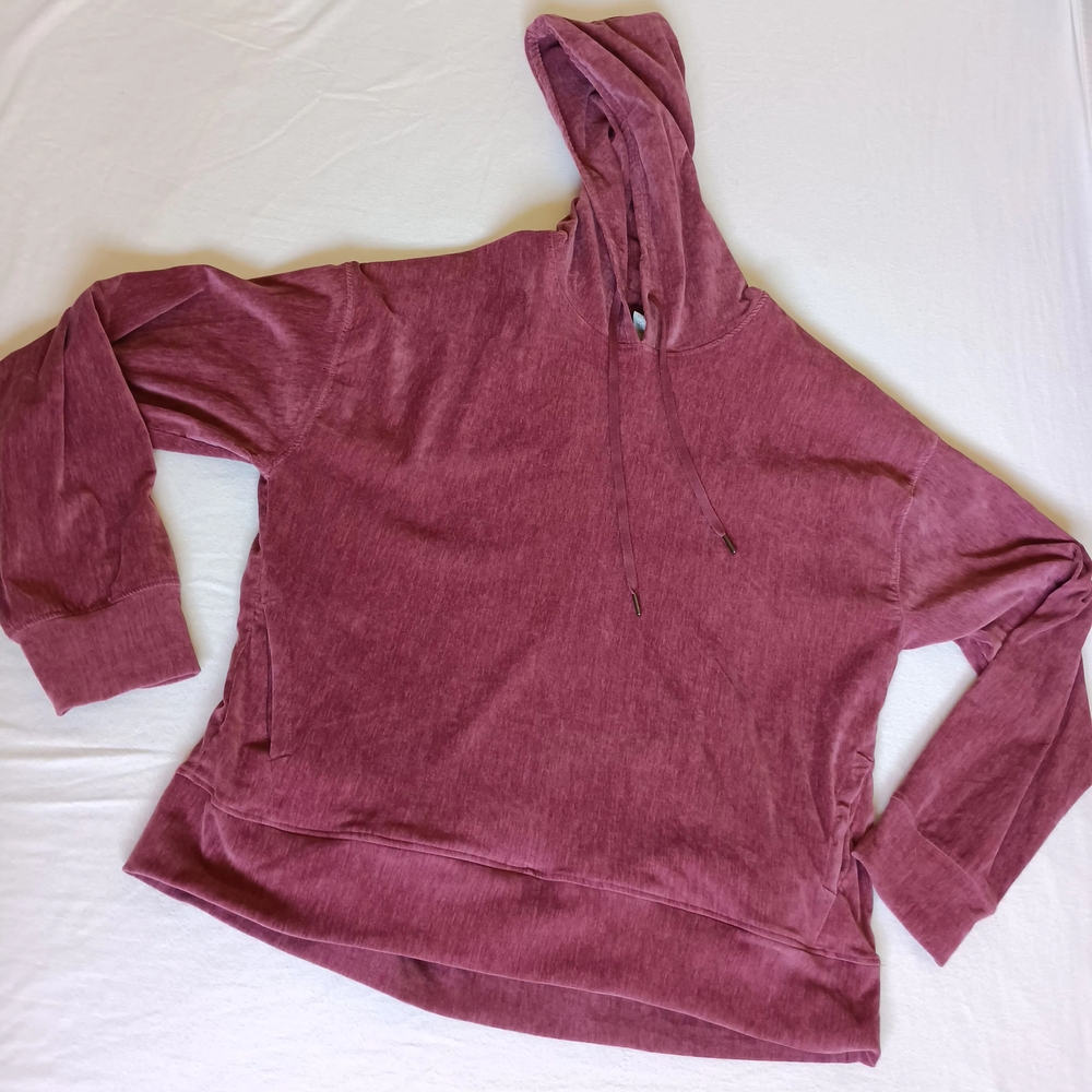 Marika Muave Soft Velour Hooded Sweatshirt Relaxed Fit Size 2XL Casual Fall
